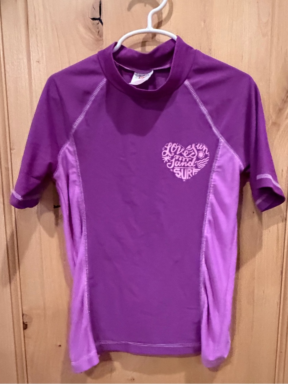 Circo Purple Two-Tone Short Sleeve Swim Top